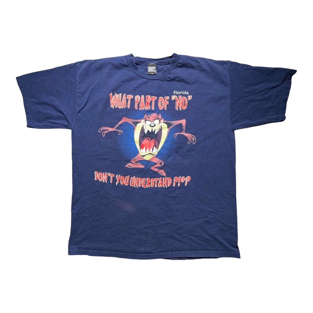 Vintage Looney Tunes Taz "What Part of No Don't you Understand?" Tee 90s OS FL
